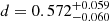 $ d=0.572^{+0.059}_{-0.060} $