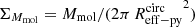 $ \Sigma_{M_{\mathrm{mol}}} = M_{\mathrm{mol}}/(2\pi\,{R_{\mathrm{eff-py}}^{\mathrm{circ}}}^2) $