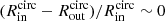 $ (R_{\mathrm{in}}^{\mathrm{circ}}-R_{\mathrm{out}}^{\mathrm{circ}})/R_{\mathrm{in}}^{\mathrm{circ}}\sim 0 $