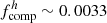 $ f_{\mathrm{comp}}^{h}\sim 0.0033 $