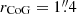 $ r_{\mathrm{CoG}} = 1{{\overset{\prime\prime}{.}}}4 $