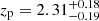 $ z_{\mathrm{p}} = 2.31^{+0.18}_{-0.19} $