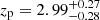 $ z_{\mathrm{p}} = 2.99^{+0.27}_{-0.28} $