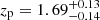 $ z_{\mathrm{p}} = 1.69^{+0.13}_{-0.14} $