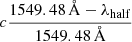 $ c\frac{1549.48\,\AA-\lambda_{\mathrm{half}}}{1549.48\,\AA} $