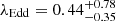 $ \lambda_{\mathrm{Edd}} = 0.44^{+0.78}_{-0.35} $