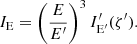 $$ \begin{aligned} I_{\rm E} = \left(\frac{E}{E^\prime }\right)^3 I^\prime _{\rm E^\prime } (\zeta^\prime ). \end{aligned} $$