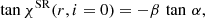 $$ \begin{aligned}&\tan \chi ^\mathrm{SR} (r,i=0) = - \beta \,\tan \,\alpha , \end{aligned} $$