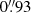 $ 0{{\overset{\prime\prime}{.}}}93 $