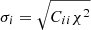 $ \sigma_i = \sqrt{C_{ii}\chi^2} $
