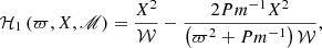 $$ \begin{aligned} \mathcal{H} _1\left(\varpi ,X,\fancyscript {M}\right)=\frac{X^{2}}{\mathcal{W} }-\frac{2Pm^{-1}X^{2}}{\left(\varpi ^{2}+Pm^{-1}\right)\mathcal{W} } , \end{aligned} $$