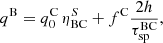 $$ \begin{aligned} q^\mathrm{B} = q_0^\mathrm{C}\,\eta _{\rm BC}^S + f^\mathrm{C}\frac{2h}{\tau _{\rm sp}^\mathrm{BC}}, \end{aligned} $$