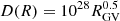 $ D(R) = 10^{28} R_{\mathrm{GV}}^{0.5} $