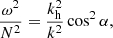 $$ \begin{aligned} \frac{\omega ^2}{N^2} = \frac{k_{\rm h}^2}{k^2} \cos ^2\alpha , \end{aligned} $$