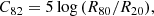 $$ \begin{aligned} C_{82} = 5\log \,(R_{80}/R_{20}), \end{aligned} $$