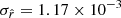 $ \sigma _{\hat{r}}=1.17\times 10^{-3} $