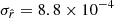 $ \sigma _{\hat{r}} =8.8\times 10^{-4} $