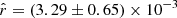 $ \hat{r}=(3.29\pm 0.65)\times 10^{-3} $