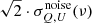 $ \sqrt{2}\cdot \sigma ^\mathrm{noise}_{Q,U}(\nu ) $