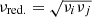 $ \nu _{\rm red.}=\sqrt{\nu _i \nu _j} $