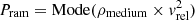$ P_{\rm ram} = {\rm Mode} (\rho_{\rm medium} \times {\it v}_{\rm rel}^2) $