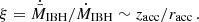 $$ \begin{aligned} \xi =\dot{\bar{M}}_{\rm IBH}/\dot{M}_{\rm IBH}\sim z_{\rm acc}/r_{\rm acc}\,. \end{aligned} $$