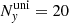 $ N^{\mathrm{uni}}_{\mathit{y}}=20 $