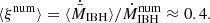 $$ \begin{aligned} \langle \xi ^\mathrm{num}\rangle = \langle \dot{\bar{M}}_{\rm IBH}\rangle /\dot{M}^\mathrm{num}_{\rm IBH}\approx 0.4. \end{aligned} $$