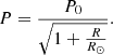 $$ \begin{aligned} P= \frac{P_0}{\sqrt{ 1+ \frac{R}{R_{\odot }}}} . \end{aligned} $$