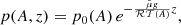 $$ \begin{aligned} p(A,z)=p_0(A)\,e^{-\frac{\bar{\mu } g }{\mathcal{R} \mathcal{T}(A)} z}, \end{aligned} $$