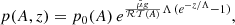 $$ \begin{aligned} p(A,z)=p_0(A)\,e^{\frac{\bar{\mu } g }{\mathcal{R} \mathcal{T} (A)} \Lambda \, (e^{-z/\Lambda }-1)}, \end{aligned} $$