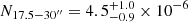 $ N_{17.5-30^{\prime\prime}}=4.5_{-0.9}^{+1.0}\times10^{-6} $