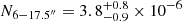 $ N_{6-17.5^{\prime\prime}}=3.8_{-0.9}^{+0.8}\times10^{-6} $