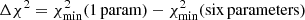 $ \Delta \chi^2 = \chi^2_{{\rm min}}{\rm (1\,param)} - \chi^2_{{\rm min}}{\rm (six\, parameters)} $
