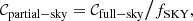 $$ \begin{aligned} \mathcal{C} _{\rm partial-sky} = \mathcal{C} _{\rm full-sky} \big / f_{\rm SKY}, \end{aligned} $$