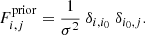 $$ \begin{aligned} F^\mathrm{prior}_{i,j} = \frac{1}{\sigma ^2} \ \delta _{i,i_0} \ \delta _{i_0,j}. \end{aligned} $$