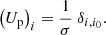 $$ \begin{aligned} \left(U_{\rm p}\right)_{i} = \frac{1}{\sigma } \ \delta _{i,i_0}. \end{aligned} $$
