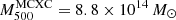 $ M^{\mathrm{MCXC}}_{500} = 8.8 \times 10^{14}\,M_{\odot} $
