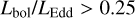 Mathematical equation: ${{{L_{{\rm{bol}}}}} \mathord{\left/ {\vphantom {{{L_{{\rm{bol}}}}} {{L_{{\rm{Edd}}}}}}} \right. \kern-\nulldelimiterspace} {{L_{{\rm{Edd}}}}}} > 0.25$