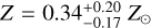$Z = 0.34_{- 0.17}^{0.20}{Z_ \odot}$