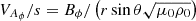 $ V_{A_{\phi}} / s = B_{\phi} / \left( r \sin{\theta} \sqrt{\mu_0 \rho_0} \right) $