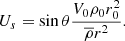 $$ \begin{aligned} U_s = \sin {\theta } \displaystyle \frac{V_0 \rho _0 r_0^2}{\overline{\rho } r^2} . \end{aligned} $$