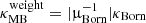 $ \kappa^{\mathrm{weight}}_{\mathrm{MB}}=|{{\upmu}}_{\mathrm{Born}}^{-1}| \kappa_{\mathrm{Born}} $