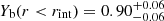 $ Y_{\mathrm{b}}(r < r_{\mathrm{int}}) = 0.90^{+0.06}_{-0.06} $