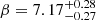 $ \beta = 7.17^{+0.28}_{-0.27} $