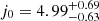 $ j_{0} = 4.99^{+0.69}_{-0.63} $