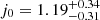 $ j_{0} = 1.19^{+0.34}_{-0.31} $