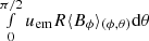 $ \smallint_0^{\pi/2} u_\mathrm{em} R \langle B_\phi\rangle_{(\phi,\theta)} \mathrm{d}\theta $