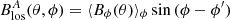 $ B_{\mathrm{los}}^A(\theta,\phi) =\langle B_\phi(\theta)\rangle_\phi \sin{(\phi-\phi^\prime)} $