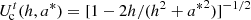 $ U_{\!{\rm c}}^t(h,a^\ast)=[1-2h/(h^2+{a^\ast}^2)]^{-1/2} $